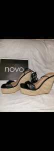 NOVO Bowie high heel wedge sandals size 9