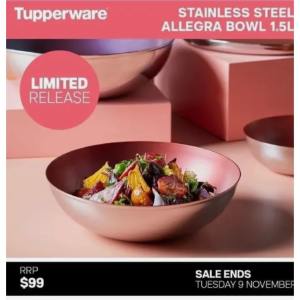 Tupperware Allegra stainless steel bowl 1.5L