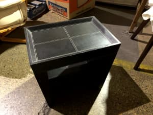 Small Black Leather Side Table