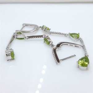 NEW EARRINGS 925silver14Kwhite gold plate 6Xnatural peridots sapphires