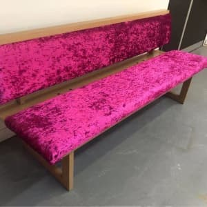 Retro pink velvet Custom Bench Seat backrest vintage chaise lounge