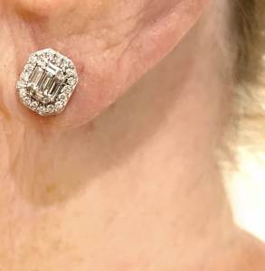 Stunning Paved & Baguette 90pt Diamond Women’s Earrings 9k White Gold