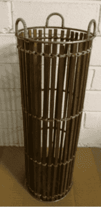 Bamboo Slat Steel FrameUmbrella Stand Narrow Tall Basket Hallway Decor