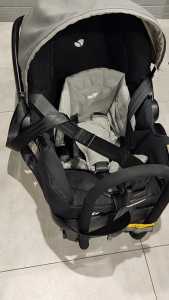 Pre-loved Joie Gemm Baby Capsule (comes with a car seat base) for $90