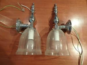 Vintage WALL LAMPS Set of 2 Lovely Glass Domes VGC