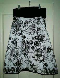 Vintage Style A-Line Floral Skirt with Waist Band, MORRISON, L