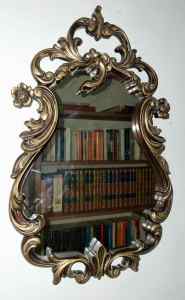 Vintage Ornate Resin Cast Gold Framed Wall Mirror