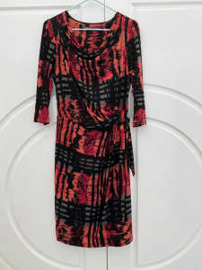 Ladies Stretch Size 12 Hartford Grove Dress Cowl Neck Pink Black Grey 