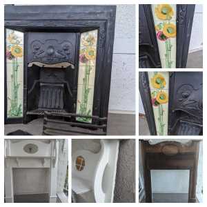 Vintage mantelpiece with fireplace in good condition