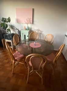 Vintage wooden table with chairs set