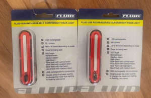 BNIB - 2 x Fluid USB Rechargeable Rear Light (RRP each $40)