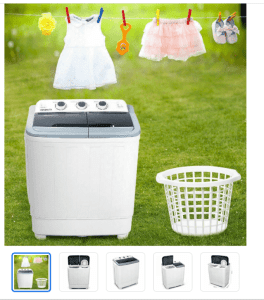 Small Portable Washing/Dry Spin Machine - Twin Tub White 5kg (New)