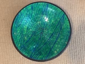 Large, green/blue mosaic bowl