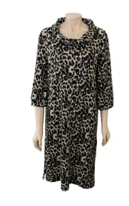 Whispers Leopard Print Dress Size L Cowl Neck Midi Length / Can Post