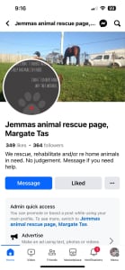 Animal rescue/ help with rehoming. Hobart, Tasmania.