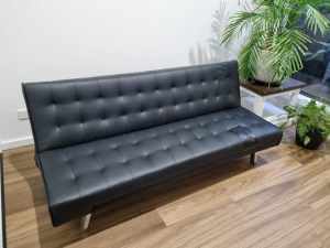 Black Faux Pas Leather Sofa Bed