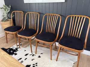 Ligna Drevounia Bentwood Dining chairs x4 mid century retro