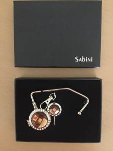 Sabini Set: Keyring & Magnetic Handbag Hook for Desk - Brand New Boxed
