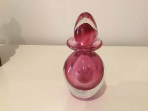 Perfume Bottle in Rose Pink Glass, (NEW)