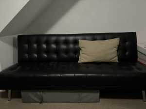 Sofa bed - fake leather black