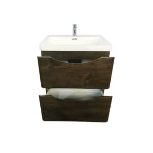 600mm Smile Wall Hung Bathroom Vanity Dark Oak Wood Grain