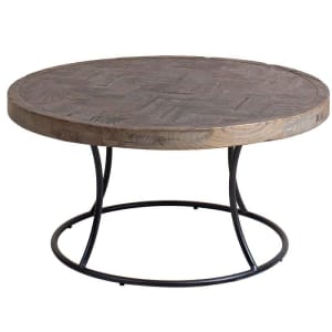 Rustic Vera Reclaimed Elm Wooden Round Coffee Table - Cash on Pickup