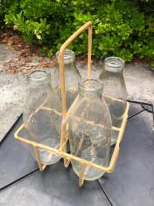 Vintage Milk Crate and Glass Bottles