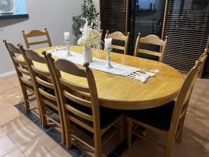 Dining table with 8 chairs.