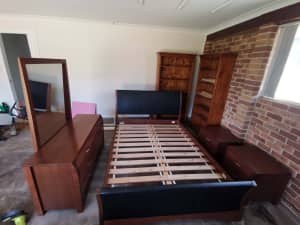 Queen size bed with mattress, 2*bedside tables, dresser table