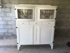 Restored Antique Leadlight Kitchen Dresser