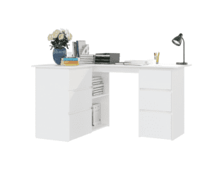 vidaXL Corner Desk White Engineered Wood (SKU:801089) Free Delivery