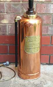 Vintage Brass & Copper Simplex Fire Extinguisher Lamp