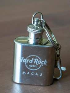Hard Rock Hotel Macau keychain mini hip flask (never used)