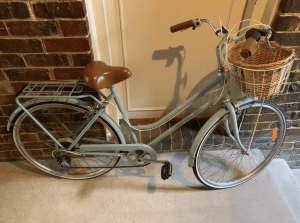 Vintage Reid Bike with Basket Sage Green with Leather Seat and Grips