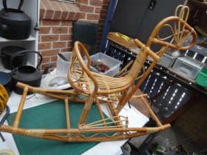 Antique cane rocking horse great for collectorone piece of cane brok