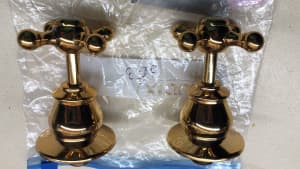 Dorf manor house gold ceramic disk tap handles set 3 s. Vgc