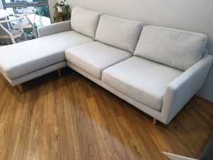 Freedom Docklands Light Grey Fabric Lounge Sofa RRP $2800