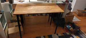 Wood block table counter w/ adjustable legs and under-table hanger