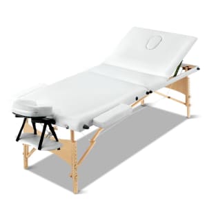 Zenses Massage Table 70cm 3 Fold Wooden Portable Beauty Therapy B...