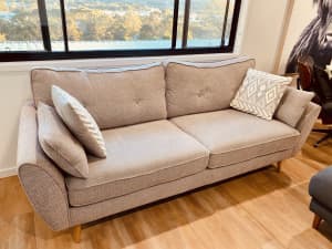Nick Scali 3 seater natural colour textural couch