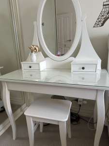 Ikea Hemnes dressing table with mirror and chair