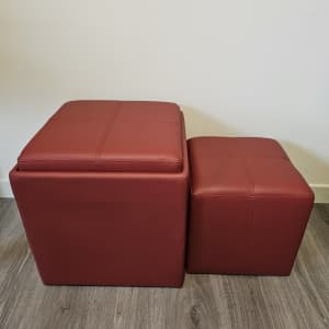Ottoman - Set of 2 with storage and tray