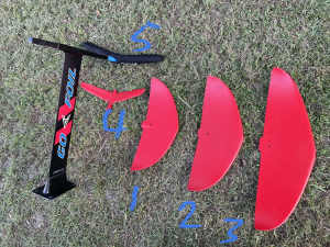 Go foil hydrofoil mast and 3x wings surfing prone wing