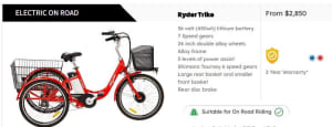 Uni-Ryder 36v electric tricycle