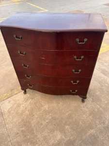 Wooden chest of bow front drawers $50