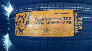 Continental 205/55R16 91V FR TechContact6 Tyres $135ea fitted