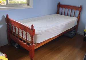 Single Bed Frame with Mattress and Linen