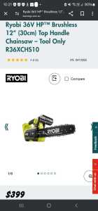 Ryobi top handle chainsaw brand new 