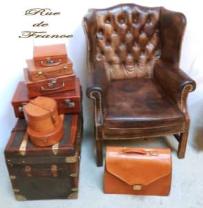 FRENCH ANTIQUES & VINTAGE FRENCH LEATHER CASES & TRUNKS