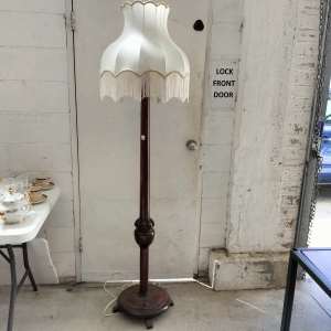 Vintage classic timber floor lamp. 